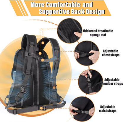 Pet Backpack Carrier for Small Dogs & Cats - Front-Folded Travel Backpack with Ventilation Mesh & Harness-Like Zipper Lock